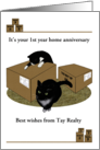 Custom Year Home Anniversary Cats and Moving Boxes card