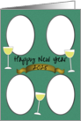 New Year Photo Card Simple Greeting and White Wine card