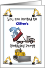 Custom Name 3rd Birthday Party Construction Themed card