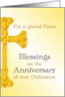 Blessings on Anniversary of Priest’s Ordination Ornate Wooden Cross card