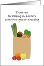 Thank You Neighbor for Helping Elderly Parents with Grocery Shopping card