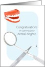 Gaining A Dental Degree Toy Dentures Dental Mirror And Scaler card