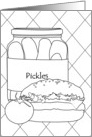 Thinking of You Hamburger Pickles Tomato Coloring card