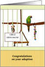 Congratulations Adopting New Pet Bird Green Macaw Custom card