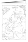 Thinking of You Coloring Card Rhododendron Buds and Butterflies card