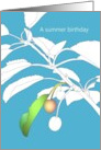 Summer Birthday Stylized Drawing of Cherries on a Branch card