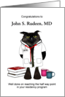 Encouragement Doctor in Medical Residency Program Owl in White Coat card