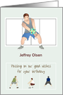 Birthday Volleyball Theme, Male Player Passing the Ball Custom Name card