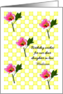 Daughter in Law Birthday Pretty Pink Blooms on Yellow Checks Custom card