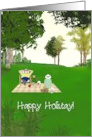 Happy Holistay Family Enjoying Day Out Picnicking in the Park card