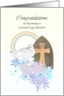 Becoming Licensed Lay Minister Dove and Cross Florals and Rainbow card