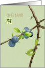 Birthday in Chinese Plums on Branch and Chinese Character for Luck card