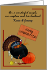 Thanksgiving Nephew and Husband Turkey Holding Greeting Sign card