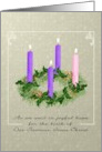 Evergreen Advent Wreath Purple Rose Colored Candles Mottled Design card