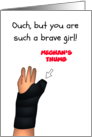 Broken Right Thumb Young Girl’s Hand in Cast Custom card