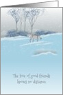 Love of Good Friends Lone Fox Walking on Snow Season’s Greetings card