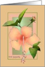 Pink Orange Hibiscus Bloom and Bud and Foliage Sympathy card