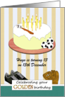 Custom 13th Golden Birthday Cake with Baseball Bat and Soccer Balls card