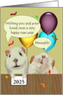 Guinea Pigs with Custom New Year Greeting Colorful Balloons Confetti card