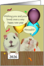 Guinea Pigs with Custom New Year Greeting Colorful Balloons Confetti card