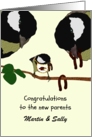 New Parents Parent Birds Feeding Baby Bird with Worms Custom card