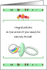 Birth of Rainbow Baby Soft Rainbow within Nipple of Pacifier Custom card