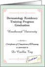 Dermatology Residency Training Graduation Custom Name and Institution card