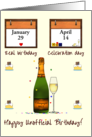 Unofficial Birthday Custom Calendar Dates Champagne and Cake card