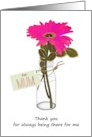Mothering Sunday Son to Mum Pink Gerbera Flower in Bottle card