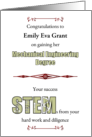 Female Graduate Gaining Mechanical Engineering Degree Custom Name card