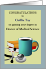 Degree Doctor of Medical Science Stethoscope Books Coffee Custom card