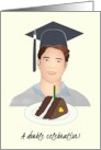 Male Graduate Birthday on Graduation Day Slice of Chocolate Cake card
