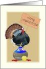 Thanksgiving Turkey Standing on Curling Stone card