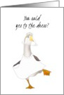 Yes to The Dress Brother Congratulating Sister Goose in White Dress card