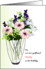 Custom Birthday Our Son’s Girlfriend Vase of Gerbera Canterbury Bells card