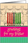 Kwanzaa Greetings for Frister Lit Candles in a Kinara card