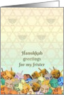 Hanukkah Greetings for Frister Colorful Dreidels Star of David card