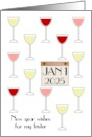 New Year Greetings for Frister White Red Rose Wines Calendar card