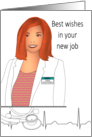 New Job Female Nurse Practitioner Lady with Custom Name Badge card