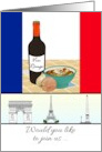 Invitation to Paris France Parisian Landmarks Wine Onion Soup card