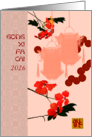 Chinese New Year 2026 Pink Lantern Silhouettes Orange Florals card