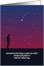 Gold Star Father’s Day Silhouette of Man Against Night Sky Meteor card