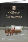 Christmas with Western Theme Santa Delivering Presents in Wagon card