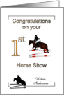 First Horse Show Congratulations Rider and Horse Show Jumping Custom card