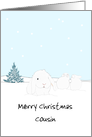 Cousin Christmas Rabbits Playing in the Snow Custom Relation card