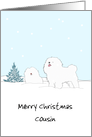 Cousin Christmas Bolognese Dogs Playing in the Snow Custom Relation card