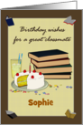 Custom Birthday for Classmate Iced Cake Lemonade and Books card