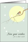 New Year Wishes for Uncle Robin Perched on Branch card