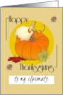 Thanksgiving for Classmate Turkey Icon Fall Foliage and Pumpkin card
