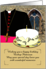 Birthday for Bishop Cake Bishop’s Attire Stain Glass Window Custom card